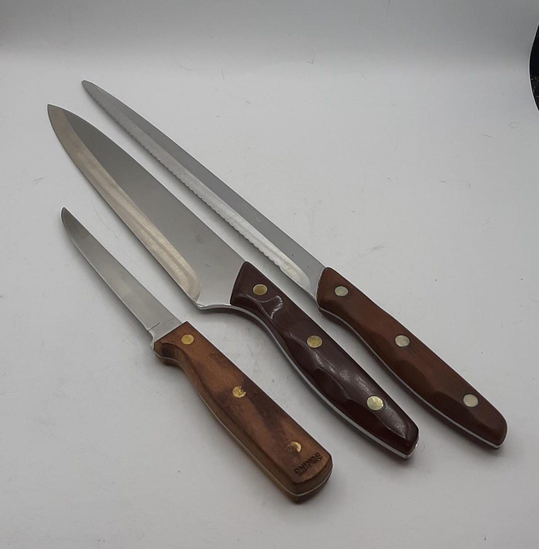 Zylco #95 #96 Knifes and National Silver Brown Handles Stainless