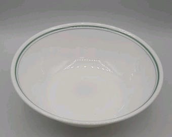 Vintage Corelle Country Cottage Green Blue Stripes Serving Bowl Veggie Salad