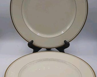 Vintage Fitz and Floyd Palais Dinner Plates Gold Trim Set of 2