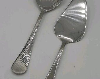 Reed & Barton Hammered Everyday 18/10 Edelstahl Servierlöffel und Kuchenmesser
