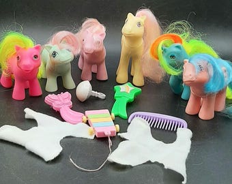 Vintage My Little Pony Baby Lot of 6 With Accessories 1980's Hong Kong Flutter