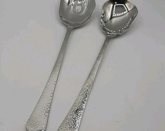 Set da insalata lungo Reed & Barton Heritage Mint in acciaio inox 18/10 martellato