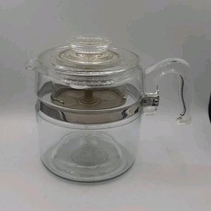 Pyrex Vintage Flameware 7756 Glass Percolator Coffee Pot 4 to 6 Cup Complete