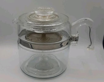 Pyrex Vintage Flameware 7756 Glass Percolator Coffee Pot 4 to 6 Cup Complete