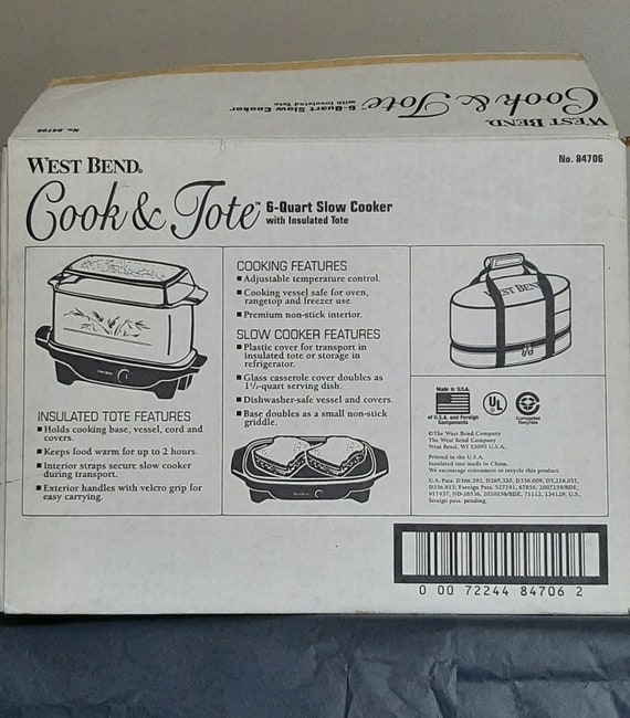 Vintage 6 Qt West Bend Cook Tote Oblong Slow Cooker USA Griddle Serving Dish Etsy