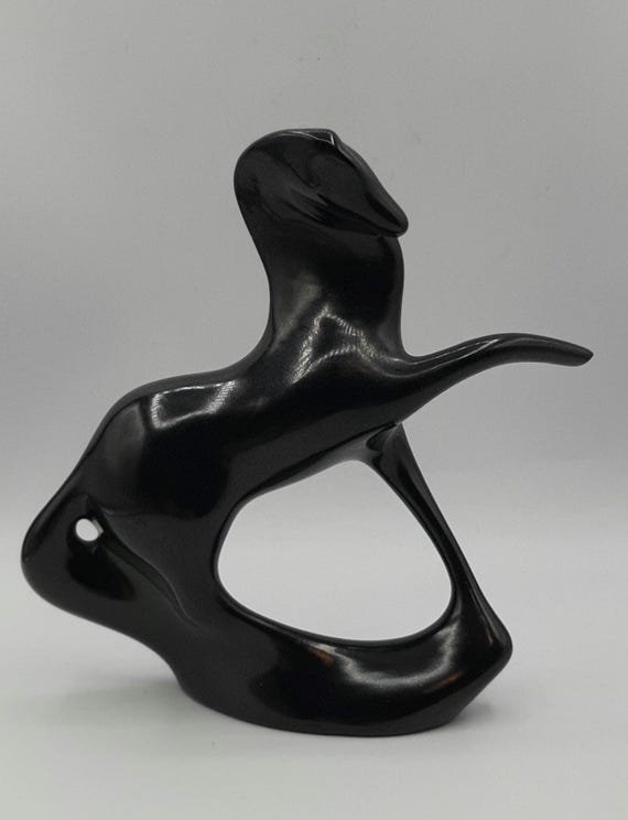 ROYAL DUX Semi Gloss Black Glaze Porcelain Horse Figurine Czech Jaroslav Jezek