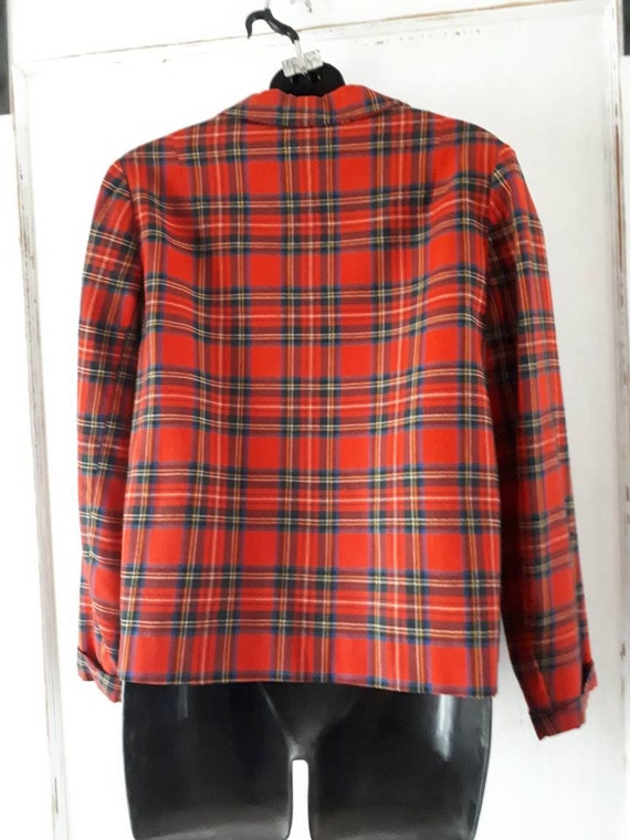 Vintage Women's Tartan Blazer Jacket Lined 4 Big … - image 5