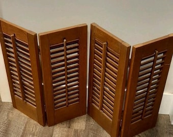 Vintage Wood Plantation Shutters Set of 4 Panels 8 3/4 in by 20 in Estate Find