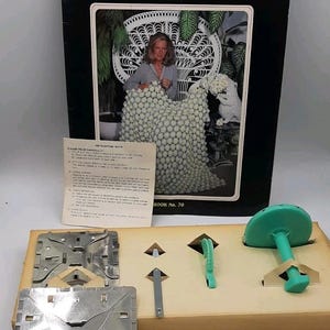 Knit-Wit Rosette Afghan Kit Vintage 1970s Kit Knitting Crochet Pom Pom