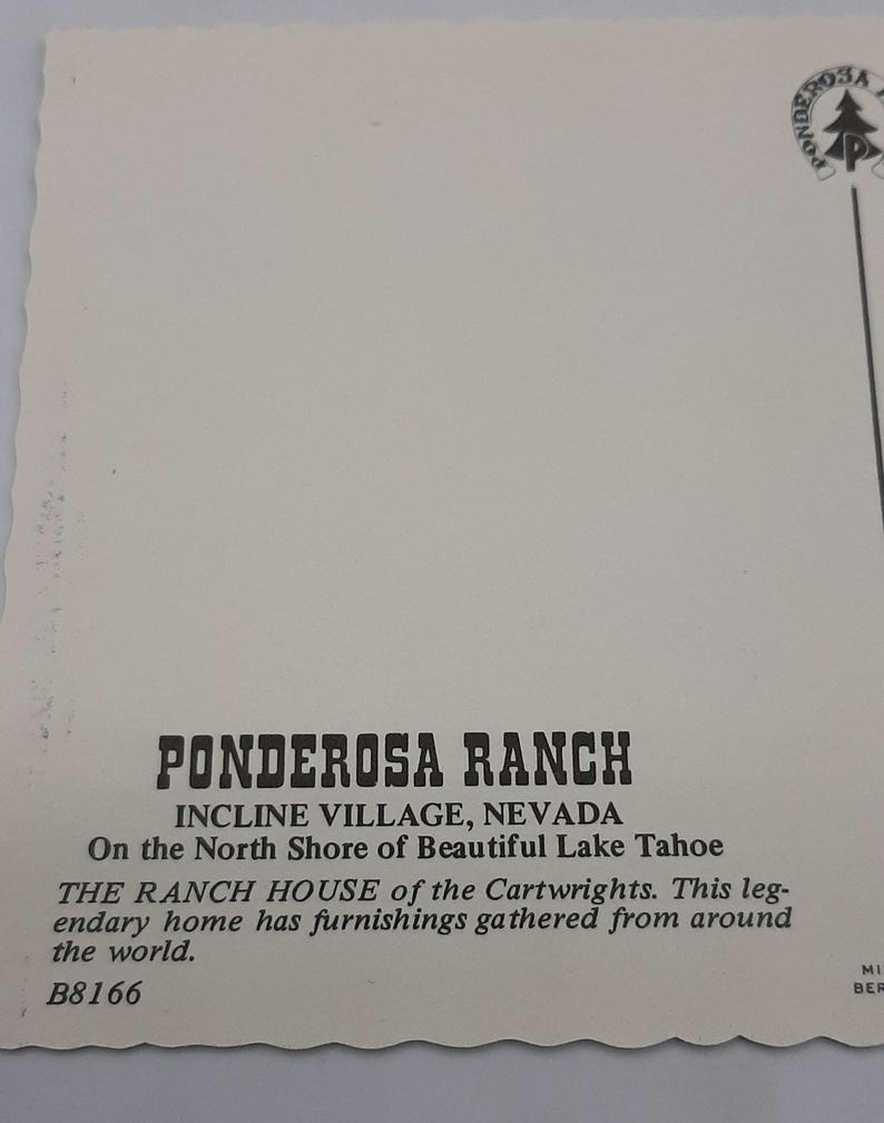 Vintage Bonanza TV Show Ponderosa Ranch Incline Village Nevada Postcard ...