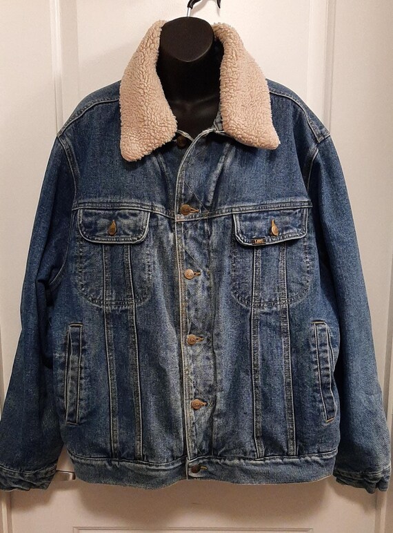 Vintage Lee Storm Denim Jacket Size XL Sherpa Lined Removable