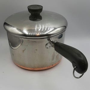 Vintage Revere Ware Copper Clad Bottom 3 Quart Sauce Pan Pot With Lid USA