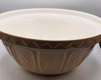 Bol grande redondo para mezclar de Mason Cash England, de 30 cm (12 pulgadas), color beige tostado, con diseño en relieve.