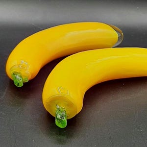 Vintage Art Glass Bananas Yellow Fruit Lot Of 2 MCM Life Size Murano Style
