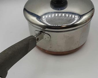 Vintage Revere Ware Copper Bottom 1 Qt Sauce Pan with Lid 81 Rome NY
