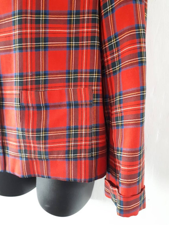 Vintage Women's Tartan Blazer Jacket Lined 4 Big … - image 4