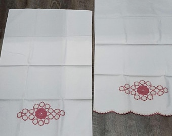 Federe per cuscini ricamate a mano all'uncinetto, motivo floreale Cottage Core Vintage, coppia grande