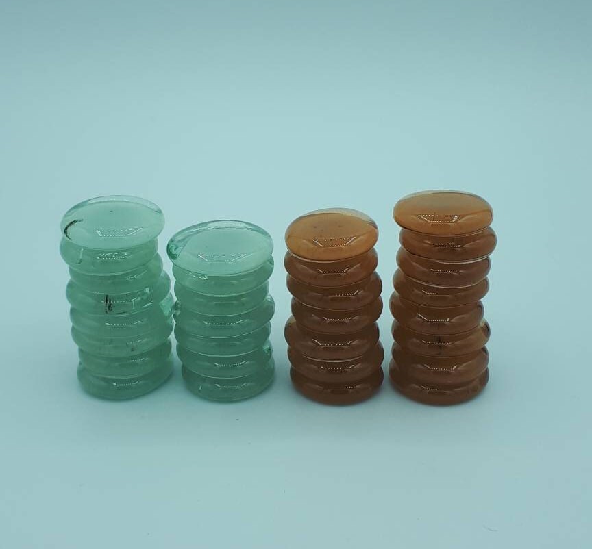 Full Set 30 Glass Checkers Game Pieces 15 Clear & 15 Amber Etsy