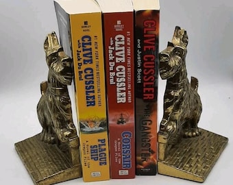 Vintage schweres glänzendes Messing Buchstützen Paar Scottie Scotty Hunde 6 1/2 in Kanada