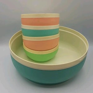 5 Retro Rare Vintage Bolero Therm-O-Ware Salad Chip Soup Bowl Set MCM 1960s