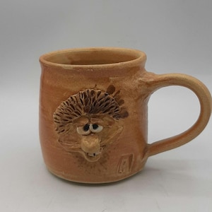 Vintage Ugly Face Pottery Mug Coffee Cup Big Nose Big Teeth Signed Stamped