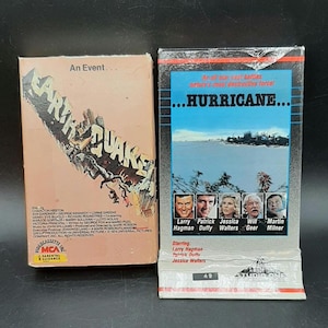 Vintage Betamax Earthquake 1981 & Hurricane 1985 Movies 2 Tapes in Sleeve