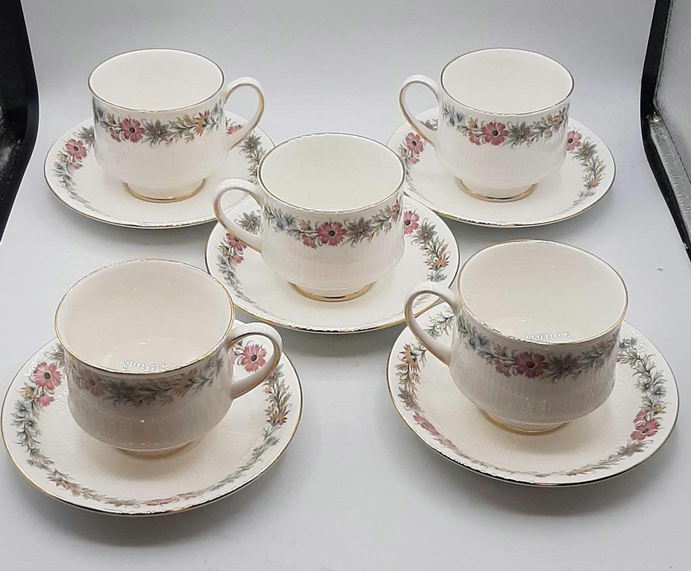 5 X Paragon Belinda Tea Cups & Saucers Fine Bone China Vintage