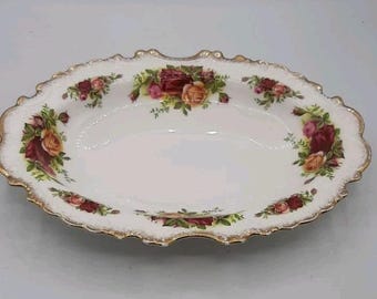 Travessa oval vintage Royal Albert Old Country Roses para servir condimentos e doces, 25 cm (10")