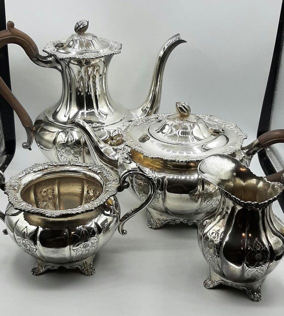 Vintage Rideau Plate by Birks Silver Plated 4 Piece Coffee