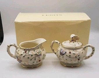Cremeira e açucareiro Lenox Summer Enchantment, Parvaneh Holloway, novo na caixa.