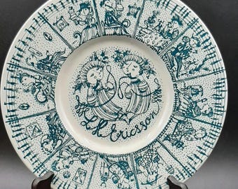 Denmark Bjørn Wiinblad Nymolle LM Erricsson Telephone Decorator Plate 1970