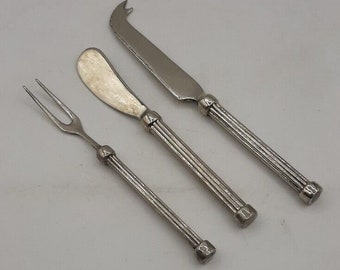 Vintage Cortina Silver Plated Zinc Butter Knife Cheese Knife Meat Fork Set China