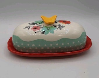 Burriera con motivo floreale a farfalla gialla, modello "Pioneer Woman Flea Market".