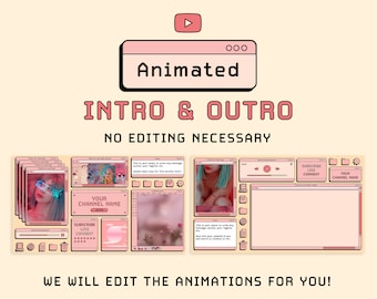 YouTube-Ready Animated Retro Digital Intro and Outro - Girly Y2K Aesthetic - We Do the Editing for You! - Youtube Branding