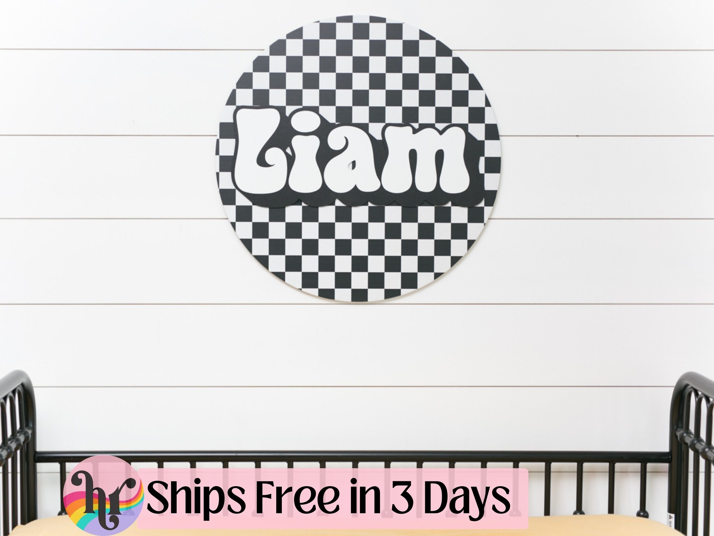 Checkered pattern sign , boys room decor, above crib sign  baby shower gift, nursery decor, boho nursery, retro nursery, teen boys room