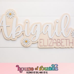 Custom wood name sign | Boho name sign | Girls Name Sign | Above crib sign | Baby shower gift | Daisy wood sign  | Retro Nursery Sign