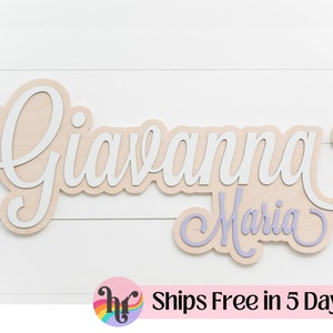 Custom wood name sign | Boho name sign | Girl Name Sign | Name Plaque for baby | Baby shower gift | Layered Name Sign | Large wood name sign