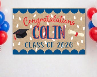 Custom Graduation Banner, Kraft Butcher Paper, Personalized Event Decor