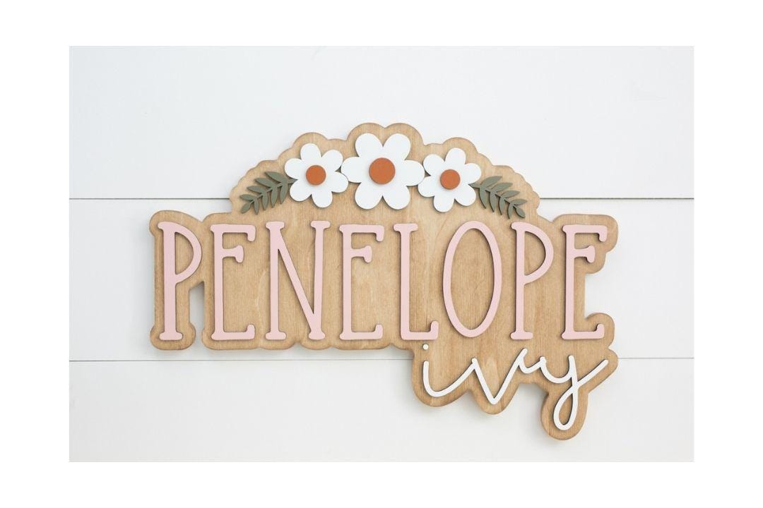Name Sign Girl Rustic Rectangular Custom Wood Name Sign | Boho Name Sign | Girls Name Sign | Above Crib ...
