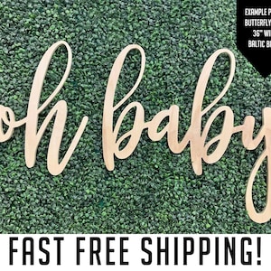 Oh Baby Custom name sign 12"- 48" wide, wood baby shower sign, oh baby shower, Photo Booth, baby shower decor,instant preview