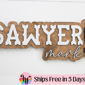 Nursery name sign | Western nursery decor | boy Name Sign | Above crib sign | Baby shower gift | Western wall decor | Large wood name sign