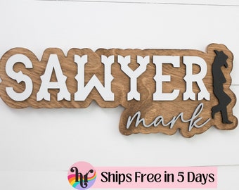 Nursery name sign | Western nursery decor | boy Name Sign | Above crib sign | Baby shower gift | Western wall decor | Large wood name sign