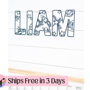 Spaceship nursery name sign | name sign | baby name sign | name sign for nursery boys | wooden name sign | custom name sign | Holiday gift