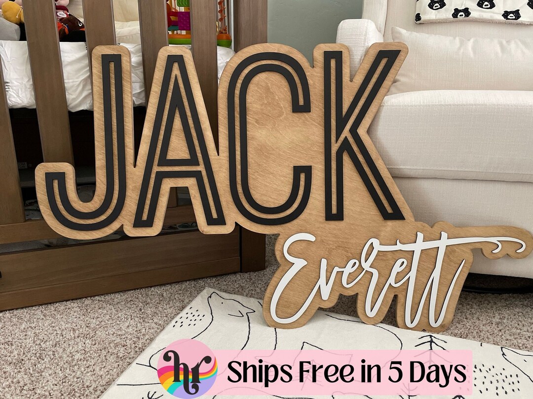 Large Name Sign for Nursery Nursery Sign With Middle Name Boho Nursery