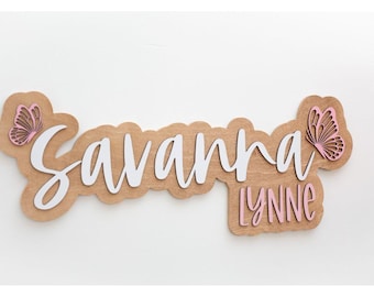 Butterfly nursery name sign | name sign | baby name sign | name sign for nursery girl | wooden name sign | nursery decor | custom name sign