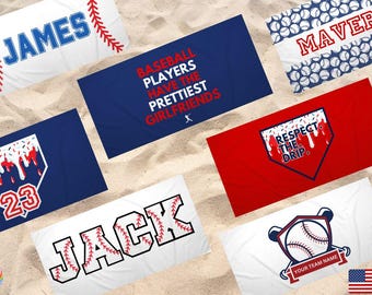 Custom Beach Towel | Personalized Beach Towel | Kids Birthday Gift | Custom pool towel | Boys beach towel | Baseball beach towel