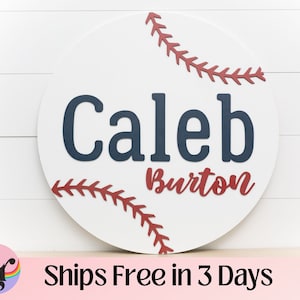 baseball name sign | baseball nursery name sign | baseball room decor | baseball nursery | baseball sign for kids room | HouseofRounds