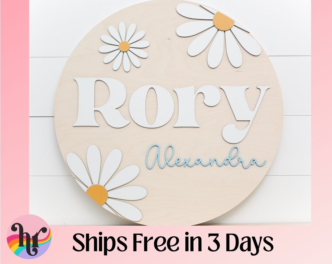 Flower Nursery Sign, Name Sign for Nursery, Above Crib Sign Baby Shower