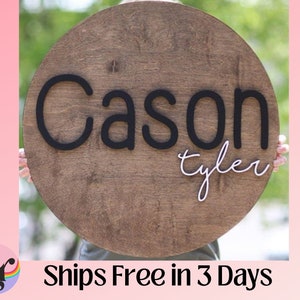 Round wood nursery name sign 24", name sign for nursery girl, boy, above crib sign  baby shower gift, nursery decor, round preview