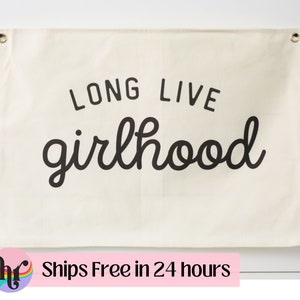 Long live girlhood canvas banner | Baby name flag | Custom name flag | Playroom decor  | Girls room decor | Boho nursery decor